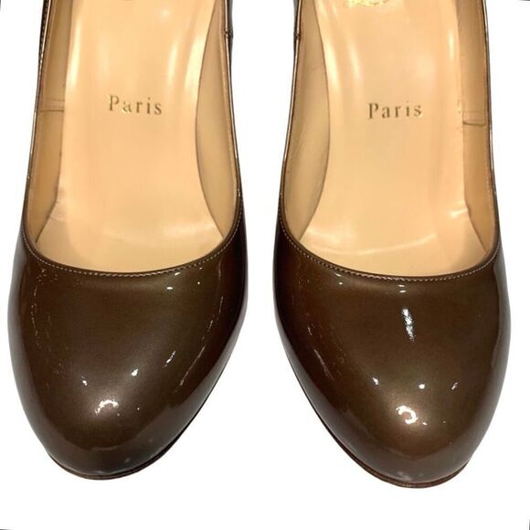 Christian Louboutin Patent Leather Shimmery Brown High Heels EU 37 US 7 Pumps - Picture 3 of 9